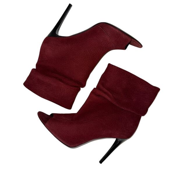 Burberry Burlison Burgundy Suede Leather Slouchy Ankle Boots Size 39 - Picture 8 of 13